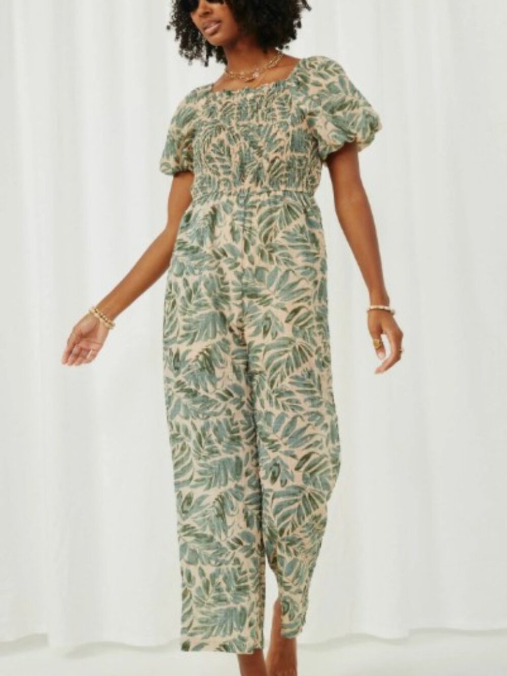 Shop Stevie Printed Smocked Jumpsuit - Size S, NWOT